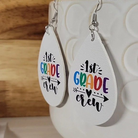 1st Grade Crew Teacher Themed Earrings - Picture 4 of 6